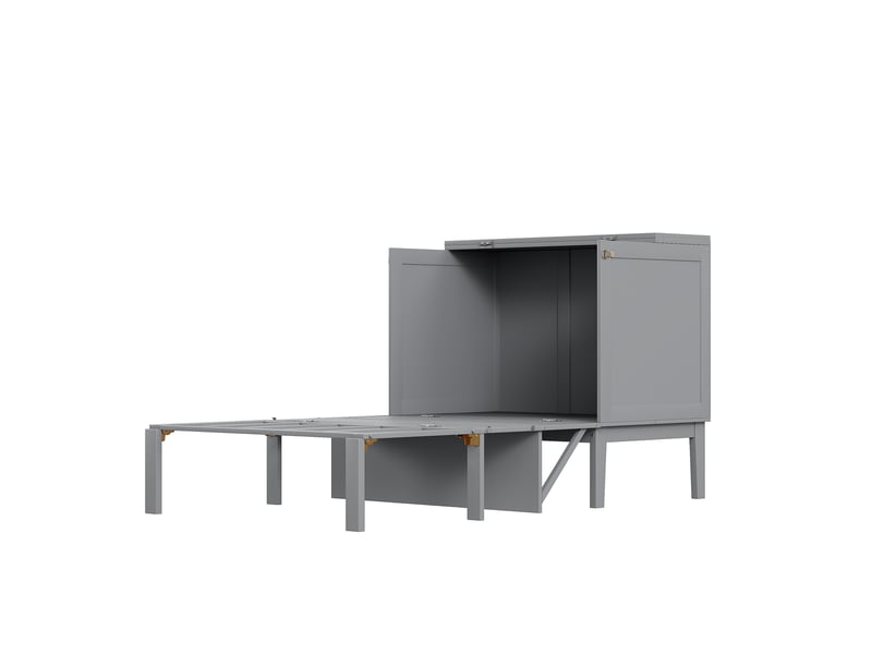  Lit vertical en bois gris 90x200 cm  - Conforama A