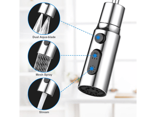 Douchette evier cuisine robinet 360 degres, 3 modes embout robinet cuisine avec aerateur, mitigeur evier cuisine tete de robinet rotative, adaptateur