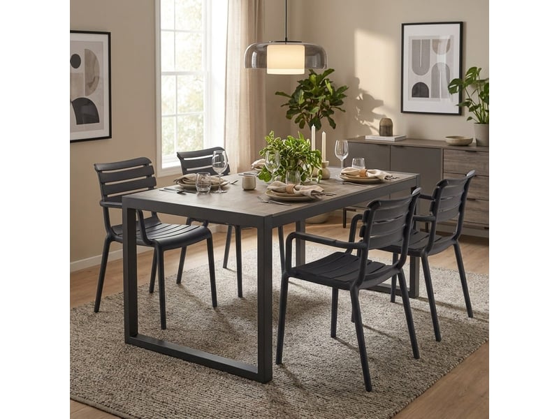  Lot de 2 fauteuils empilables pour jardin et intérieur punat - anthracite  - Conforama B