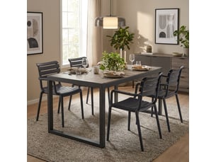 Lot de 2 fauteuils empilables pour jardin et intérieur punat - anthracite