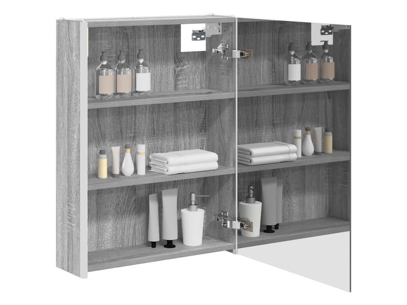 Armoire miroir de salle de bain, cabinet de salle de bain gris sonoma 53,5 x 15,5 x 70 cm cf65169 - Conforama C