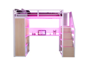 Lit mezzanine 90x200 cm <strong>OKWISH</strong>  <strong></strong> coloris blanc