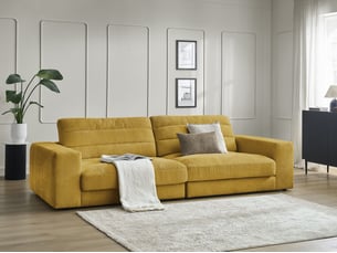 Canapé droit fixe BOBOCHIC SIERRA 3 places Tissu jaune