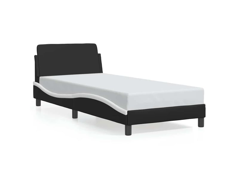 Lit simple- lit adulte - cadre de lit dover noir et blanc 80x200 cm similicuir - Conforama A