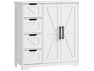 Meuble de salle de bain, meuble de rangement, avec 4 tiroirs, 1 placard, pour petits espaces, blanc, 81,2 x 30 x 83,8 cm