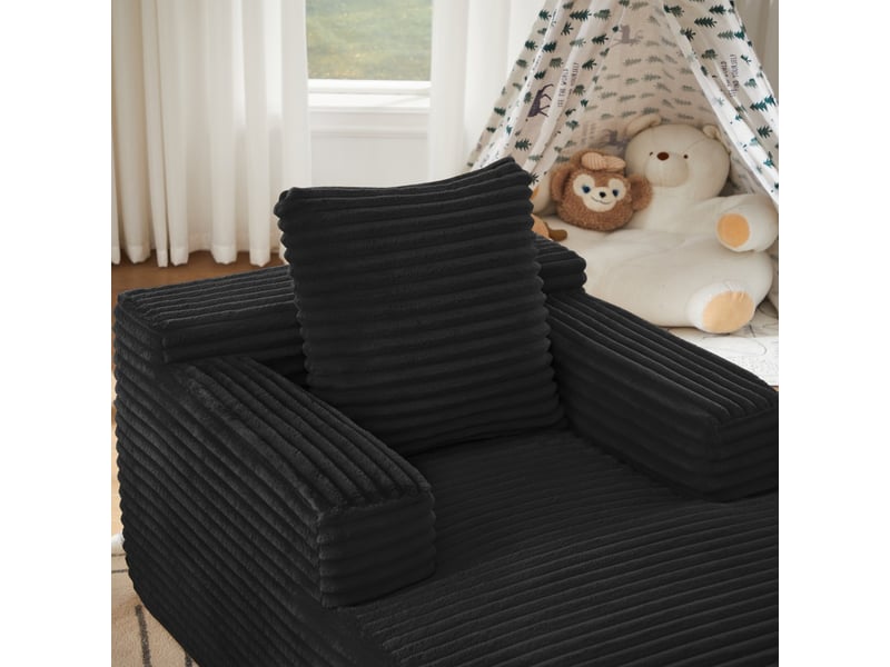  Chaise longue canapé en velours côtelé - méridienne confortable sans montage fauteuil relax de salon et bureau 1 place - noir  - Conforama D