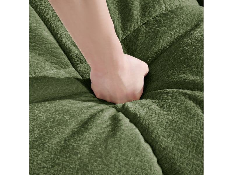 Canapé modulable 260x149x90cm, 2 coussins, ottomane déplaçable, canapé familial confort, bureau, canapé salon, chenille, vert - Conforama E