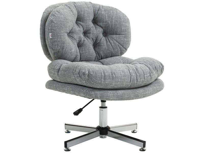  Chaise de bureau sans accoudoirs, chaise de bureau confortable avec assise rembourrée et hauteur réglable, grise  - Conforama B
