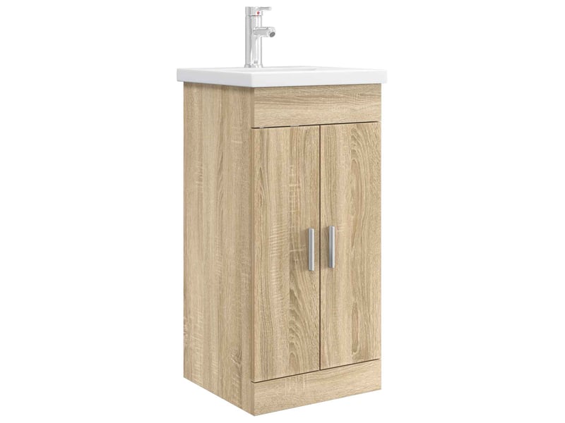  Meuble salle de bain avec évier, meuble de rangement chêne sonoma shl3759  - Conforama A