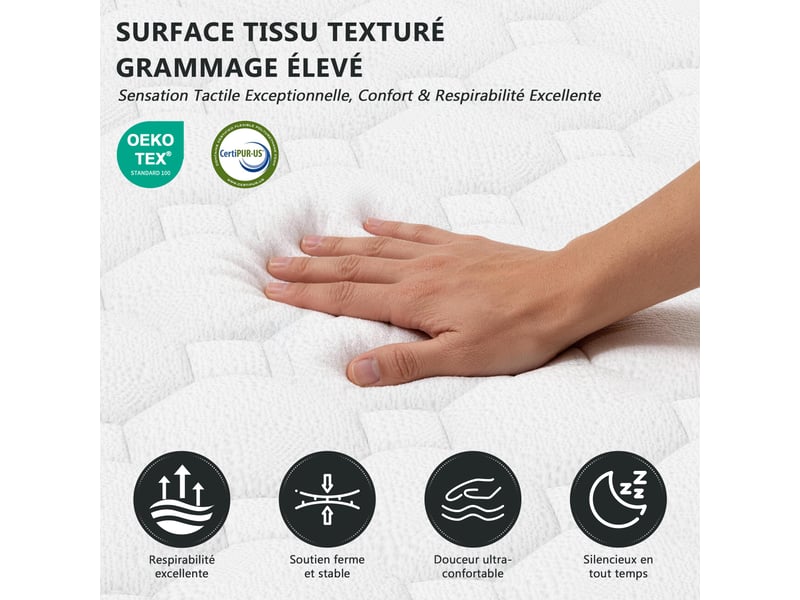  Ensemble matelas ressorts et sommier 120x190, mémoire de forme, ep:30cm  - Conforama D