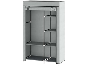 Armoire portable en tissu non tissé avec 6 étagères ouvertes et cintres, 103 x 43 x 162,5 cm, grise