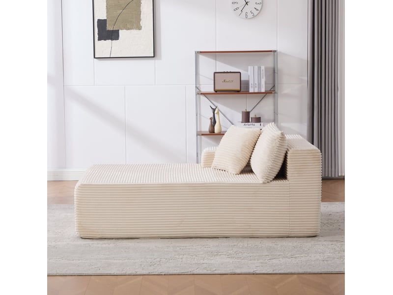  Méridienne modulaire 1 place en chenille ivoire à compression  - Conforama B