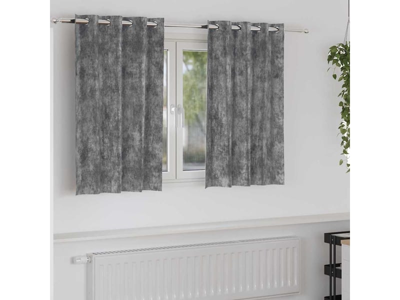  Lot de 2 rideaux en velours, rideaux de fenêtre gris 140 x 140 cm velours cf44198  - Conforama B