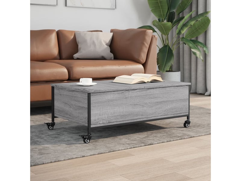  Table basse | table d'appoint salon avec roulettes sonoma gris bois d'ingénierie  - Conforama B