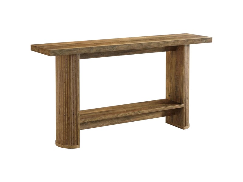  Table console étroite en panneau de particules marron 140x30x80 cm  - Conforama A