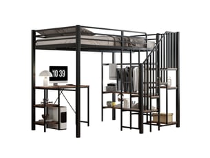Lit mezzanine 120x200 cm <strong>NAHILIMI</strong> <strong></strong> coloris noir