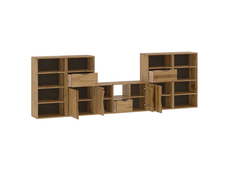  Meubles tv - banc tv - meuble de rangement 5 pcs avec rangement odda bois de pin massif  - Conforama E