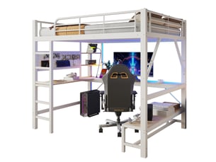 Lit mezzanine 160x200 cm <strong>MODENUIT </strong> <strong></strong> coloris blanc