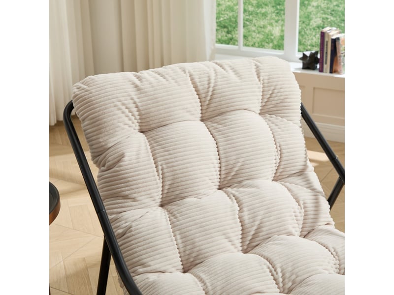  Fauteuil à bascule extérieur - 75x116x82cm - rocking chair de jardin avec coussin épais et moelleux - blanc et noir  - Conforama D