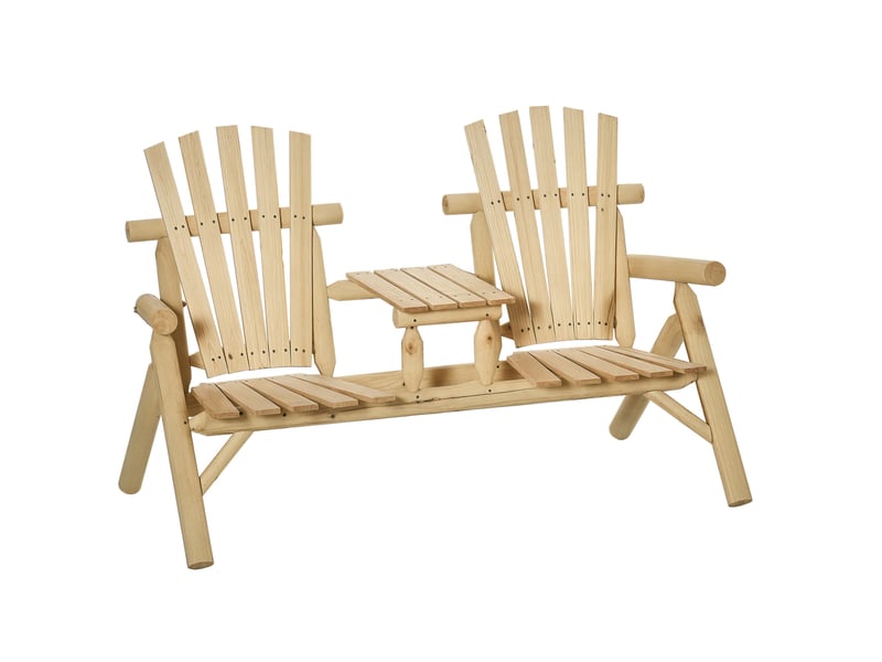  Ensemble banc de jardin pour 2 personnes, table intégrée, bois naturel, 157 x 88 x 103 cm  - Conforama A