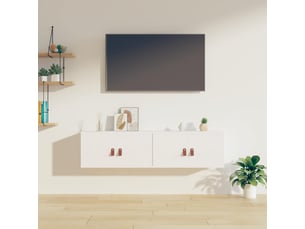 Lot de 2 étagères, armoires murales, meubles tv blanc 60x30x30 cm bois de pin massif cf41028