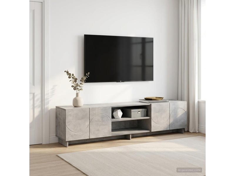  Meuble tv, banc tv 180x34,5x40 cm gris béton bois d'ingénierie shl79977  - Conforama B