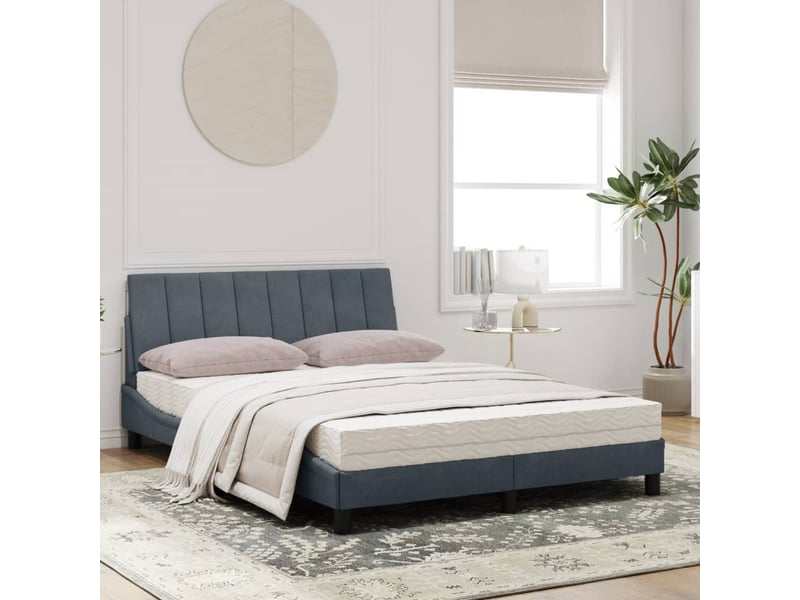  Lit avec matelas hanko gris foncé 120x200 cm velours  - Conforama C