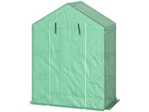 Serre avec étagères, mini-serre, résistante aux uv, fenêtres en filet, porte zippée, 143 cm (l) x 74 cm (l) x 190 cm (h), verte