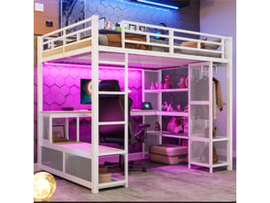 Lit mezzanine 140x200 cm <strong></strong> <strong>Radiant Stride</strong> coloris blanc