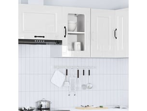 Armoire murale de cuisine avec porte vitrée bois d'ingénierie blanc brillant shl314