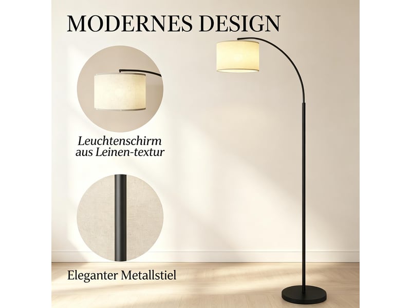 Lampadaire arc moderne dimmable avec télécommande cct 2700-6500k abat-jour orientable noir 180 cm  - Conforama C