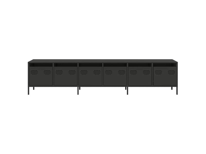  Meuble tv - banc tv - meuble de rangement noir 202x39x43,5 cm acier laminé à froid  - Conforama E