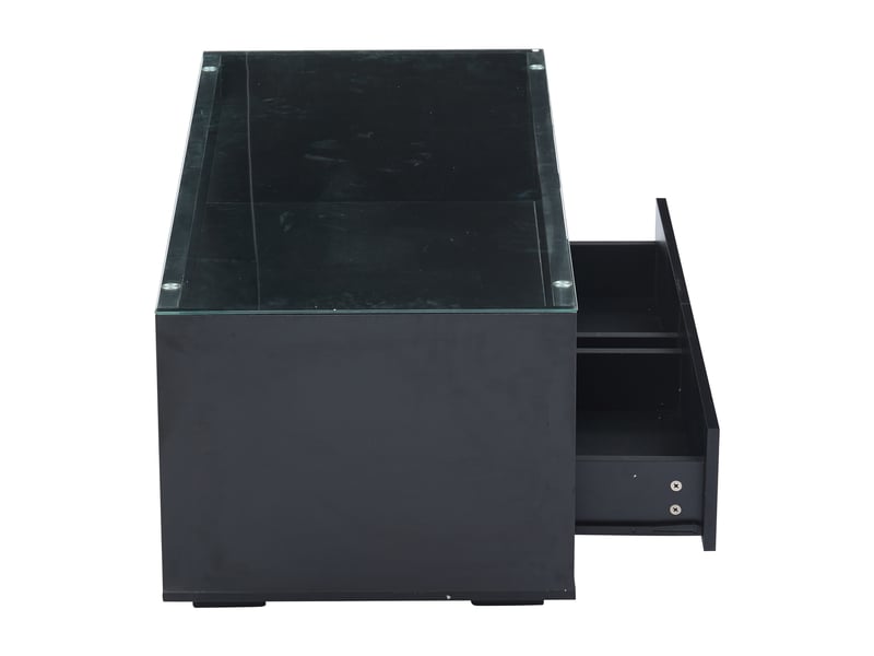  Table basse led avec 2 tiroirs et rangement pour salon 100×50×40 cm en panneaux de particules noir  - Conforama D