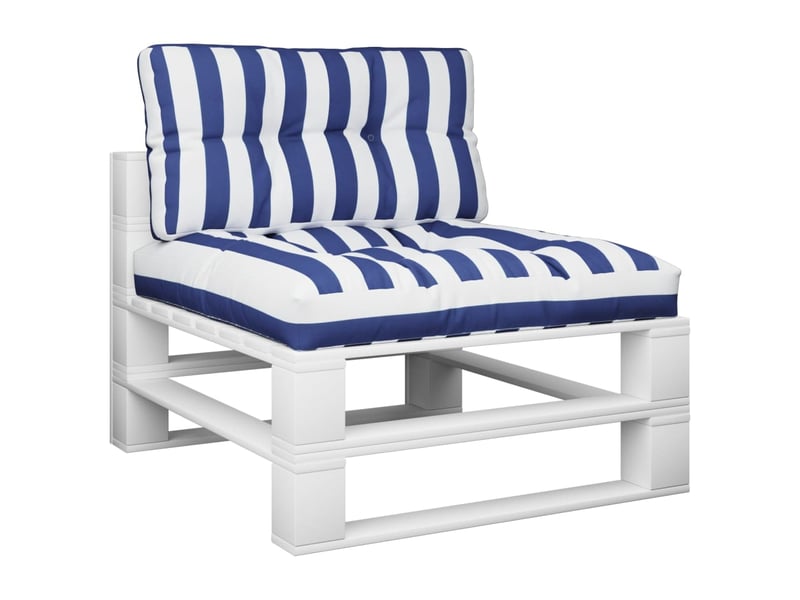  Lot de 2 coussins de palette, coussins de canapé rayures bleuesblanches tissu cf59593  - Conforama C