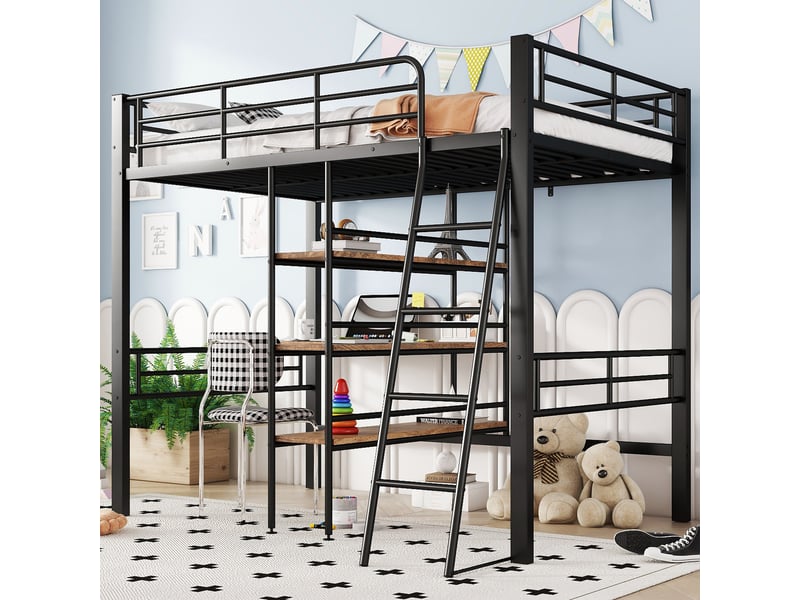  Lit superposé en métal noir 90x200 cm  - Conforama B