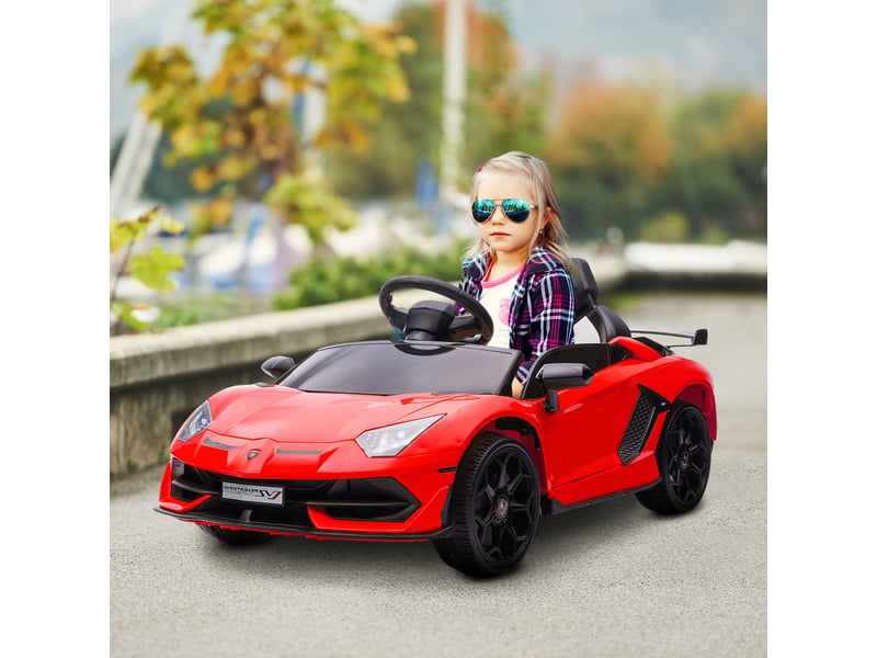 Voiture électrique pour enfants, lamborghini aventador sous licence, portes papillon, musique, klaxon, pour les 3-5 ans, rouge - Conforama C