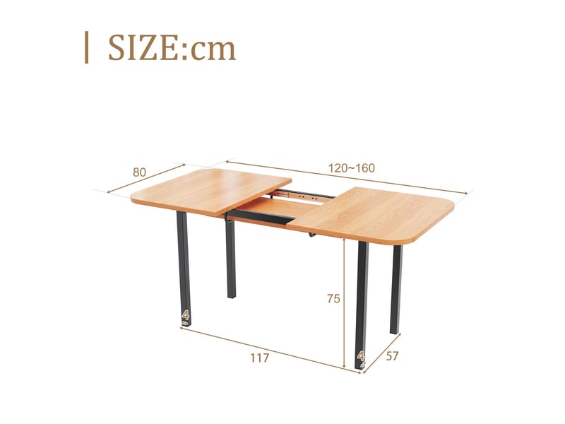  Table à manger support en alliage haute résistance table à manger escamotable 4-6 personnes style moderne , couleur naturelle  - Conforama C