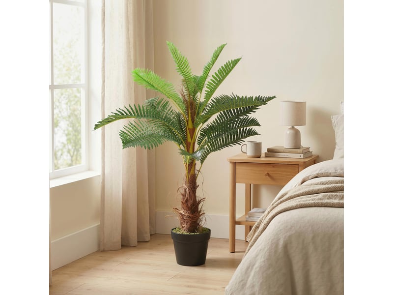  Palmier artificiel palmier 100 cm avec 21 feuilles en peva, plante décorative avec pot en plastique, vert  - Conforama D