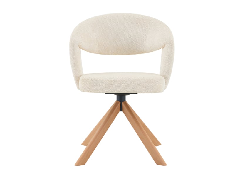  2 chaises pivotantes rétro-luxe, tissu crème, pieds bois massif, 81,5 cm, pivot 360° silencieux  - Conforama A