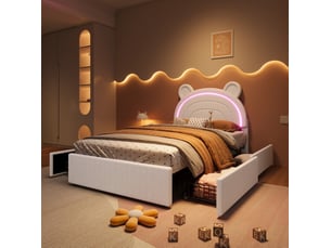 Lit avec rangement 90x200 cm MODENUIT coloris beige