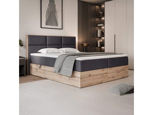 Lit coffre 120x200cm <strong>IDOHOME</strong>  <strong>LAVIO</strong> coloris gris