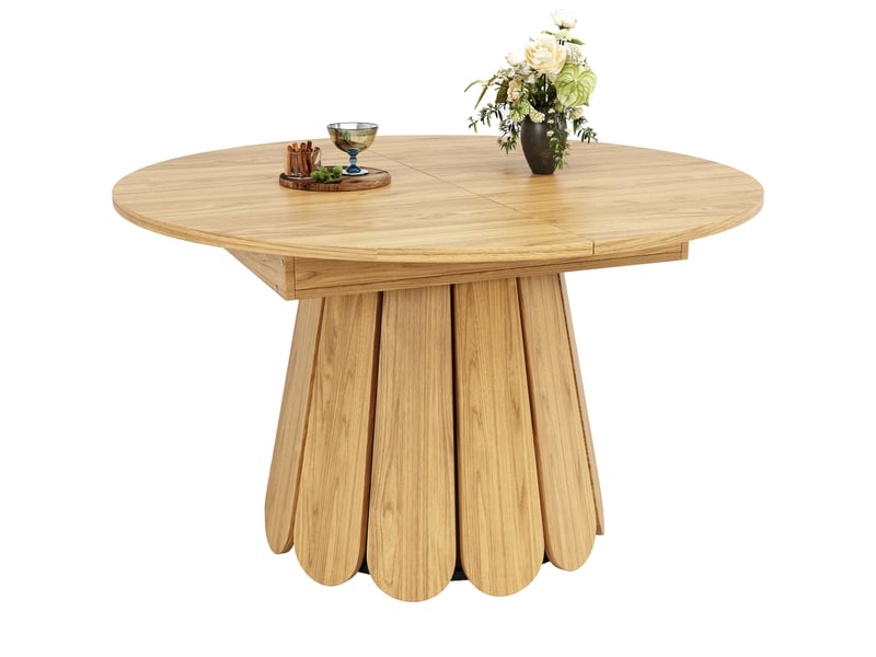 Table à manger extensible ronde 118-158x118x76cm bois pour 6 personnes FC - Conforama A