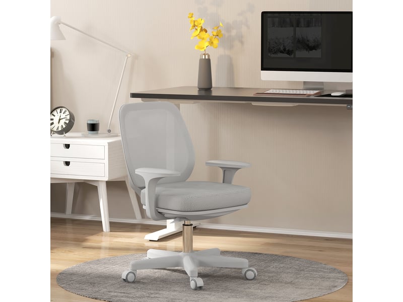  Chaise de bureau ergonomique pivotante, réglable en hauteur, 55 x 48 x 82,5-94,5 cm, grise  - Conforama D