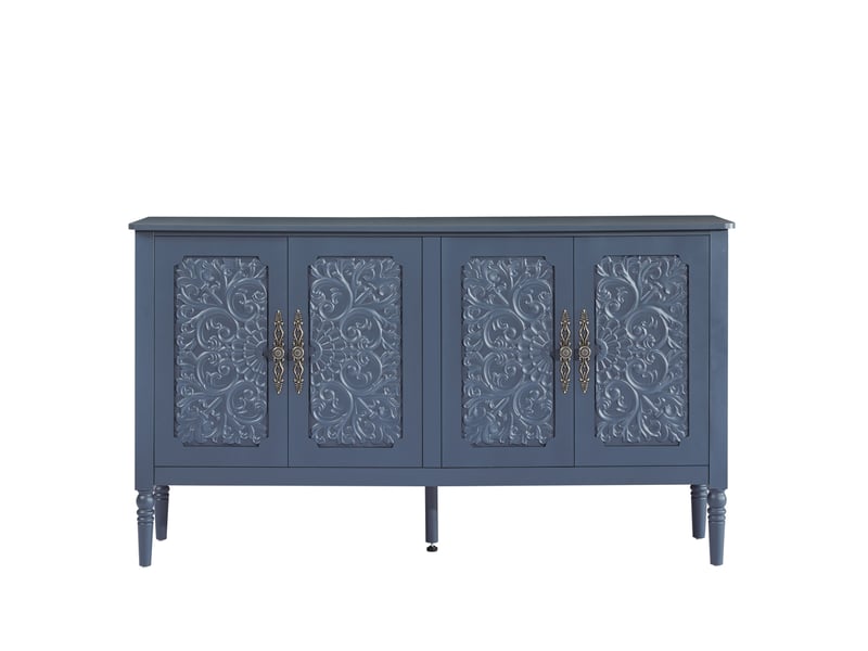 Buffet 160x40x89 cm bleu marine en panneau de particules et métal, rangement vintage pour salle à manger - Conforama A
