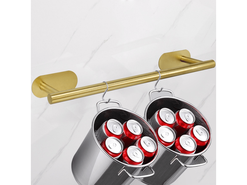  Porte-serviettes autocollant en acier inoxydable, 40 x 8 x 4,5 cm (doré)  - Conforama E