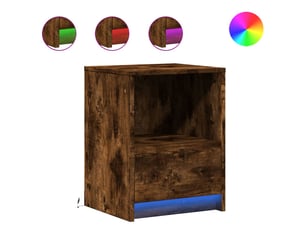Table de chevet - cabinet de chevet - table de nuit et lumières led chêne fumé bois d'ingénierie