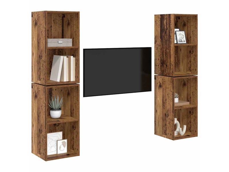  Ensemble meuble tv - banc tv - meuble de rangement 4 pcs bois ancien bois d'ingénierie  - Conforama C