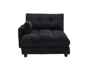 Canapé droit fixe <strong>MAISENTIEL</strong> <strong></strong> 1 place Velours côtelé noir