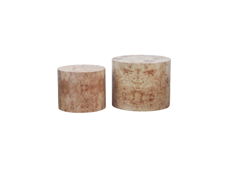  Tables basses gigognes 2 pièces ø 48 x h 38 cm et ø 38 x h 32 cm en bois et mdf coloris naturel  - Conforama A