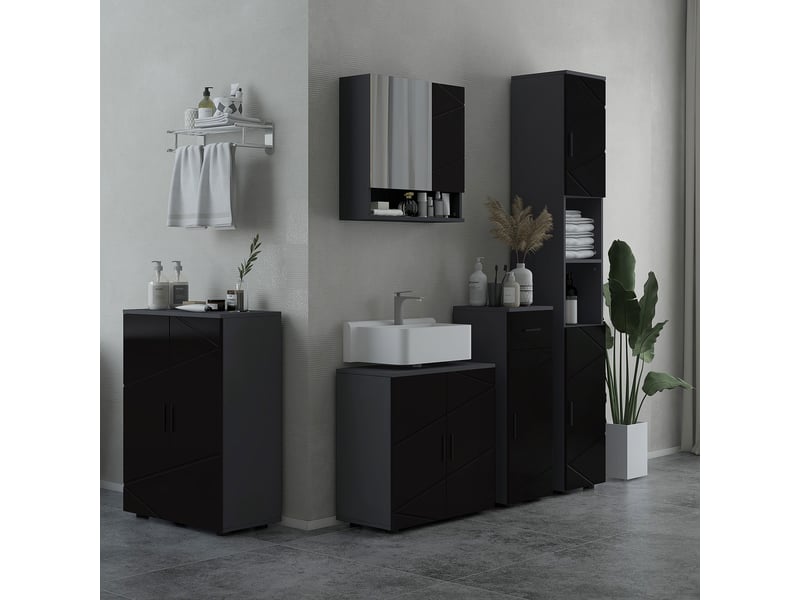  Meuble sous lavabo noir 60 x 30 x 60 cm à 2 portes  - Conforama C